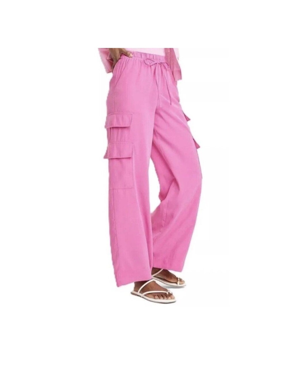 A new day hot Pink Wide-Leg Cargo Baggy Pants